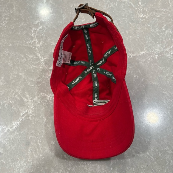 Lacoste Red Cotton Strapback Baseball Cap One Size EUC - Picture 6 of 7